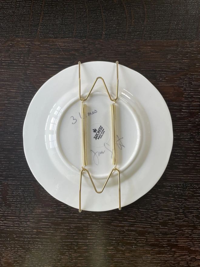 plate hanger on back of lime plate