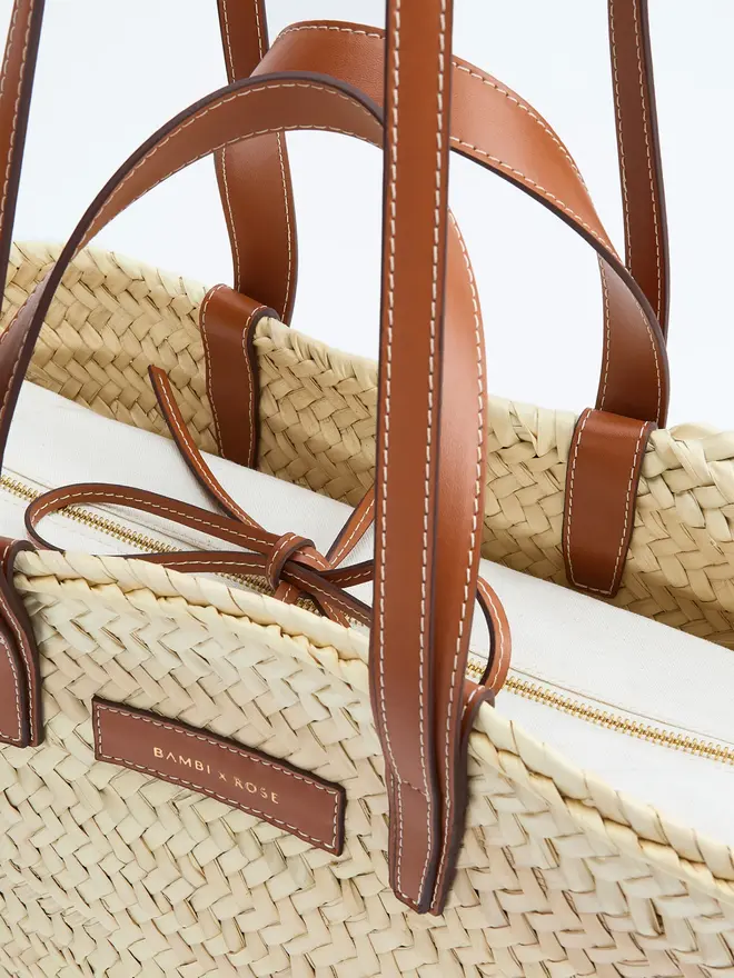 Pampelonne Maxi Tan Palm Leaf Basket