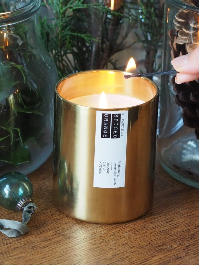 Spiced orange Christmas candle