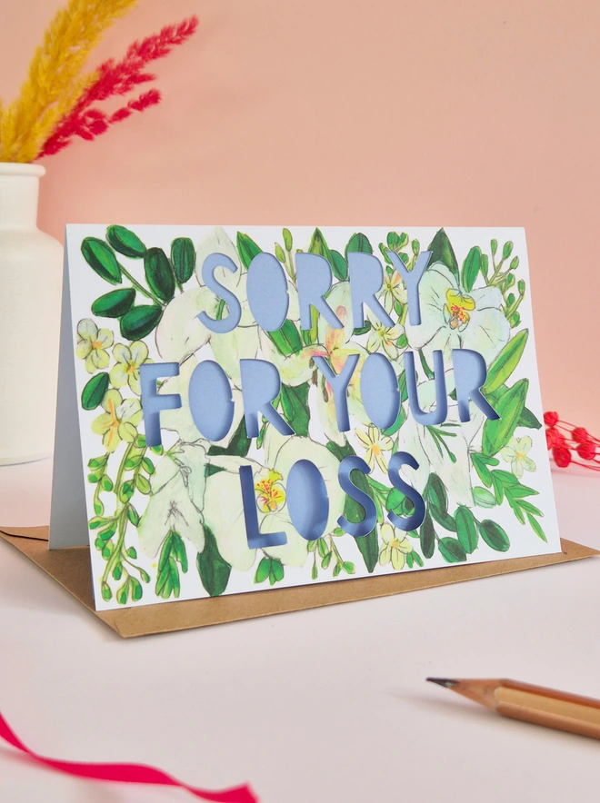 sorry for your loss paper cut sympathy card