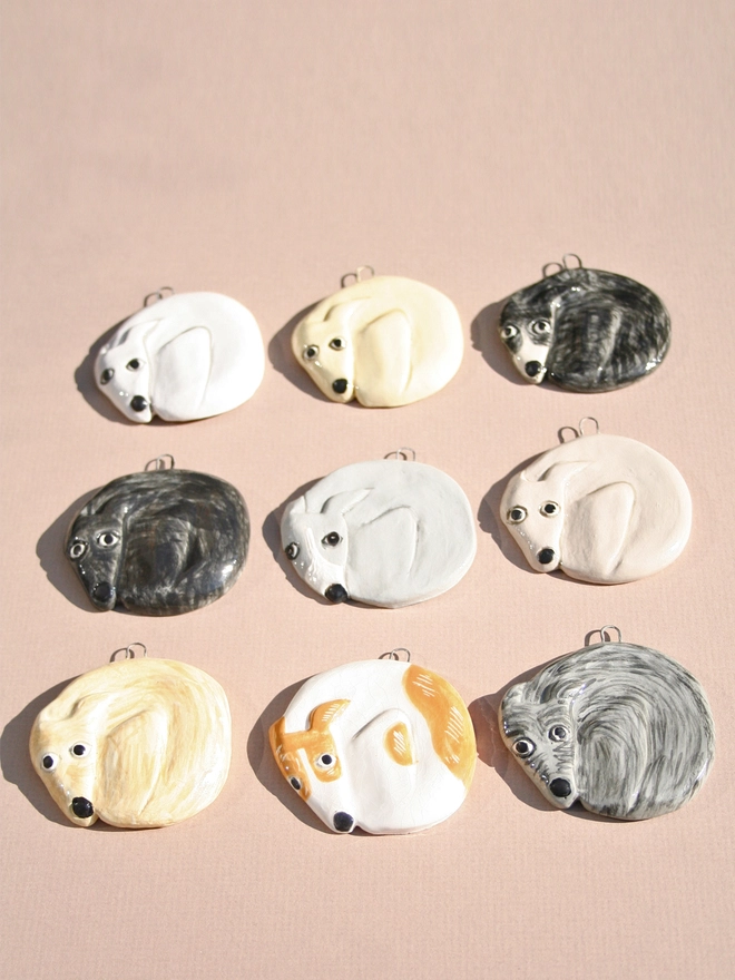 ceramic dog Christmas ornament