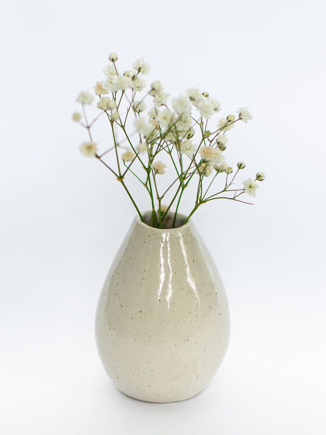 handmade ceramic white bud vase