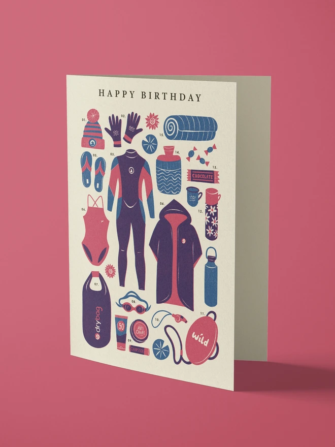 Wild swimming birthday card