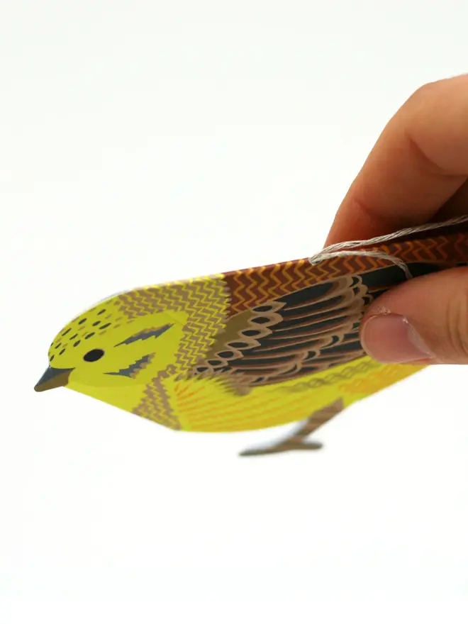 christmas card with pop out yellowhammer decoration