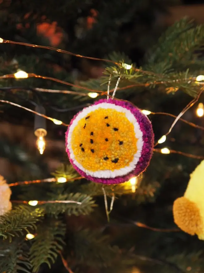 Handmade Passionfruit Pom Pom Bauble