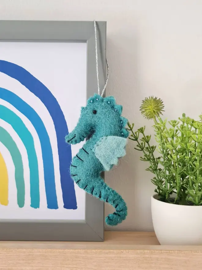 Turquoise Seahorse Garland Felt Ocean Nursery Decor