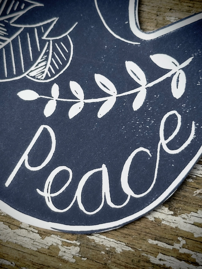 Dove Of Peace Hand Printed Linocut Scandi Style Garland With Folk Art Stars