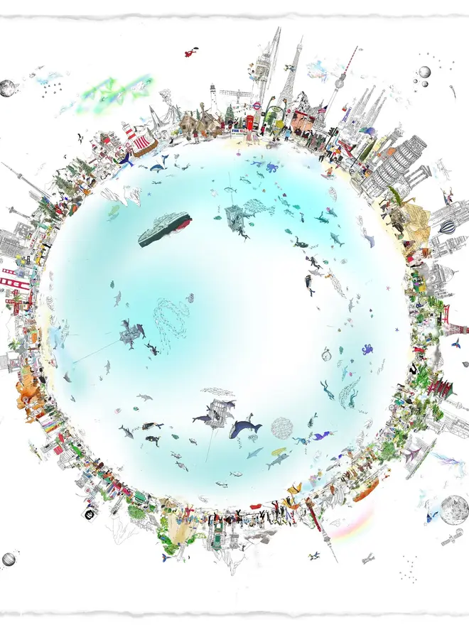 Close up image of Around The World In 80 Days Print