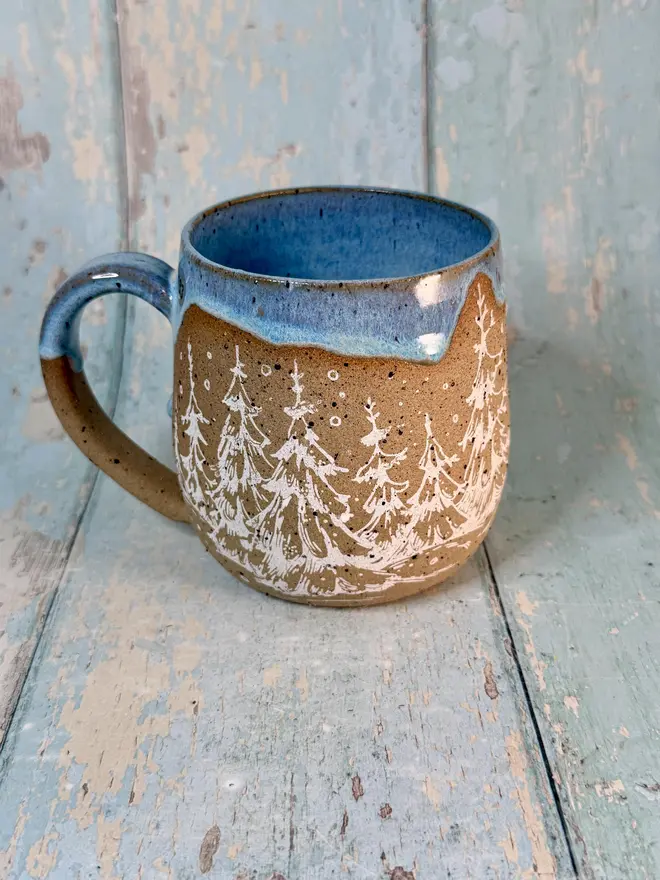 Blue and White Christmas Tree Mug