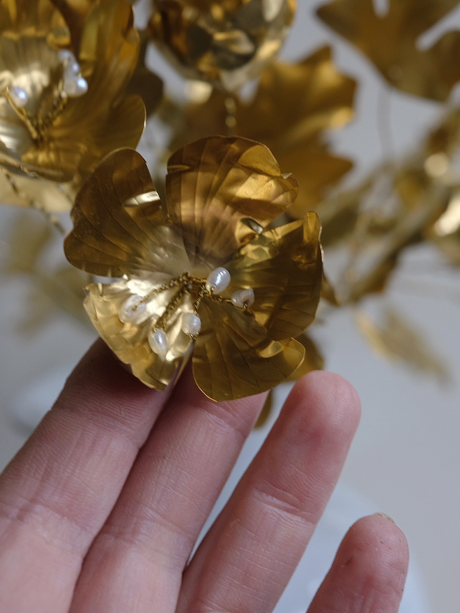 Brass Geranium Bouquet by artist Debbie Fairbrass