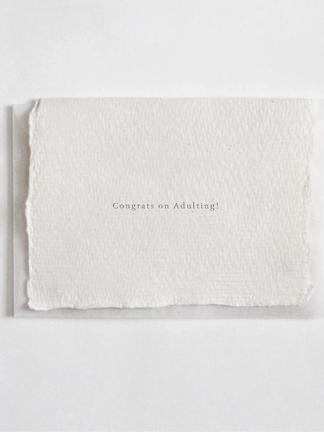 'Congrats on Adulting!', Letterpress Mini Card
