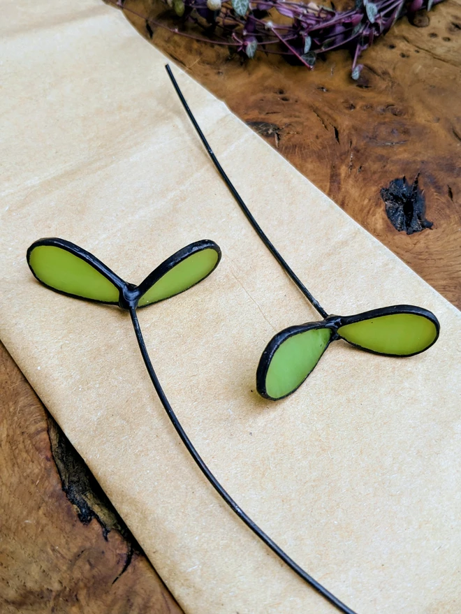 Pair of stained glass seedlings