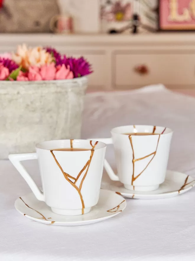 Kintsugi Cup & Saucer - White