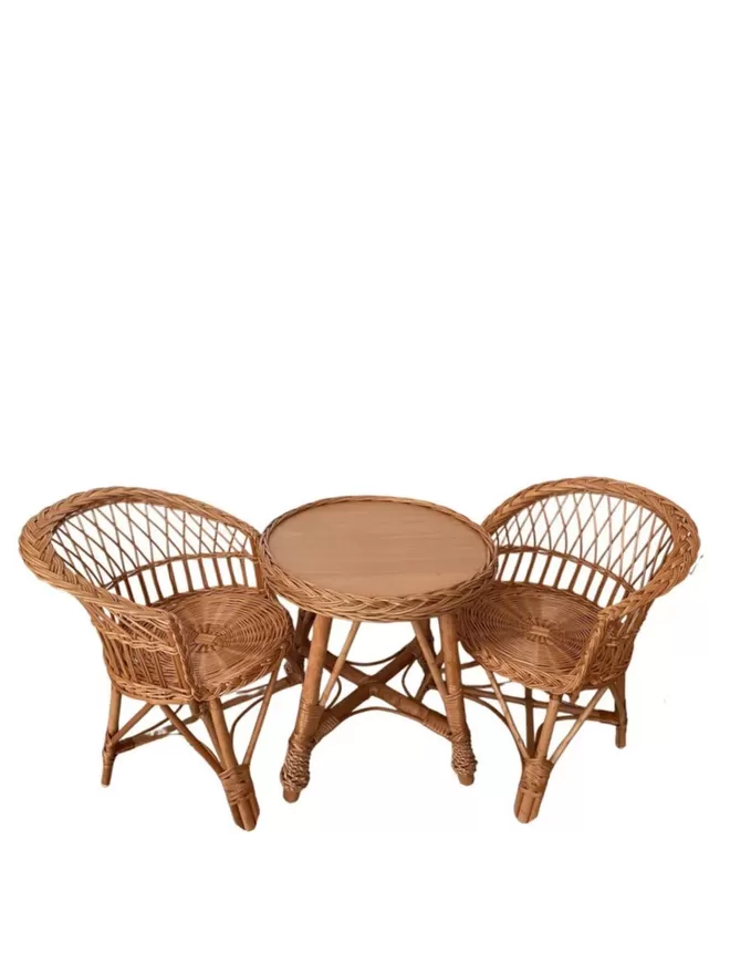 Kids Wicker Table And Chairs Set