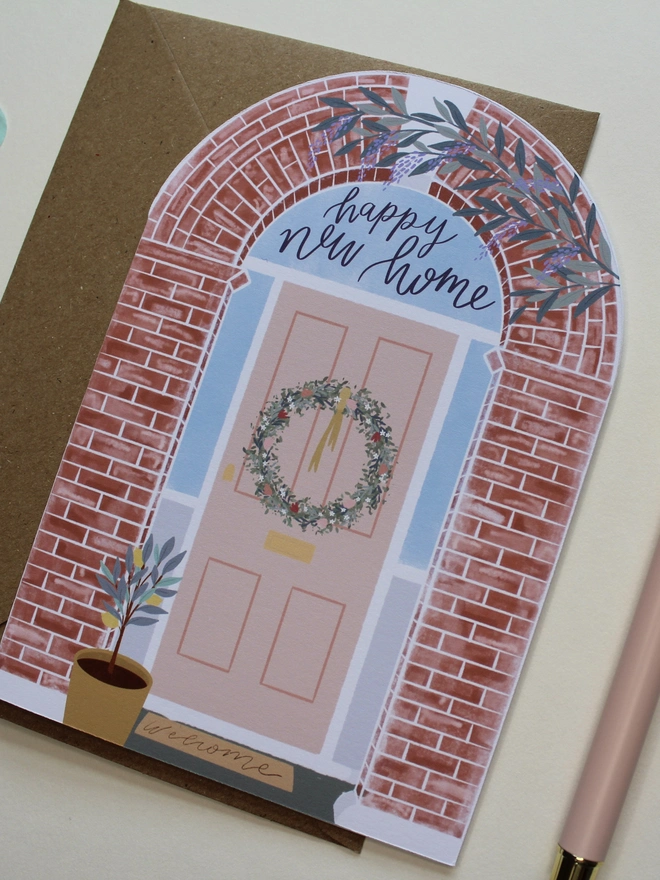 Happy New Home Arch Shape Greeting Card