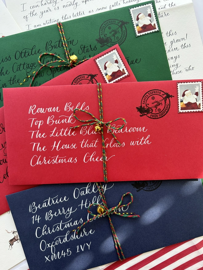 Blue, Red, Green Envelopes and White or Black Calligraphy Ink