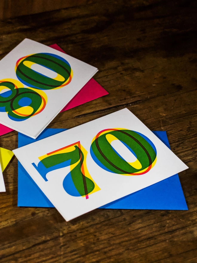 70th Birthday Typographic Letterpress Card