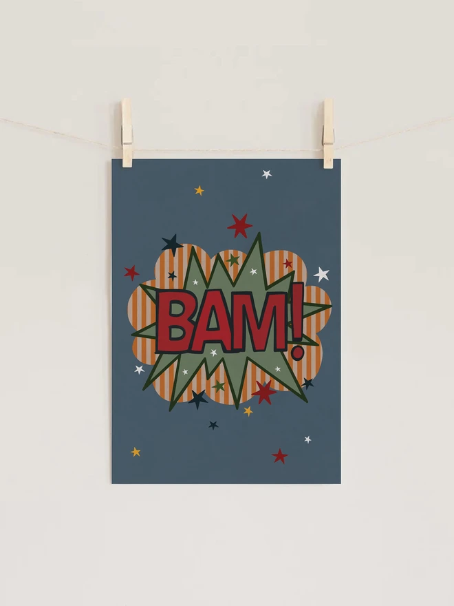 Ducks In A Row BAM! Retro Comic Kids Nursery Wall Art Print