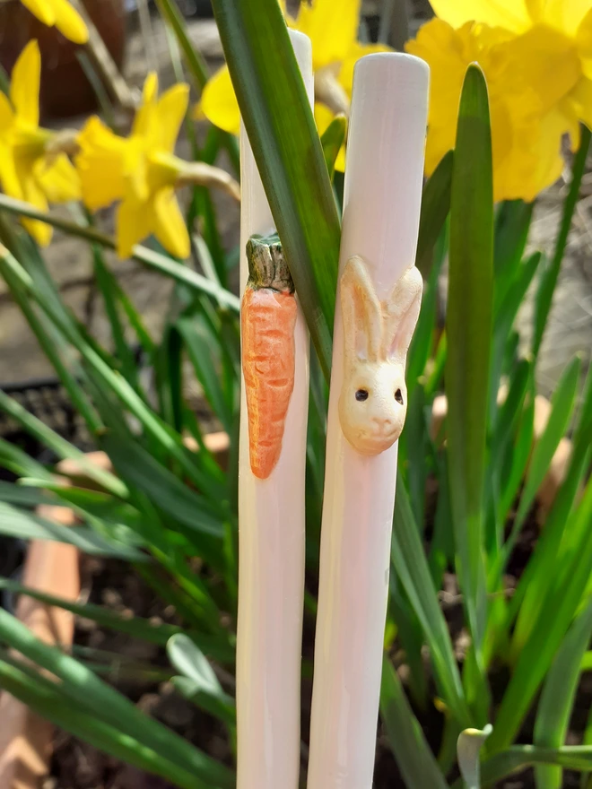 Carrot and Easter Bunny ceramic Straws