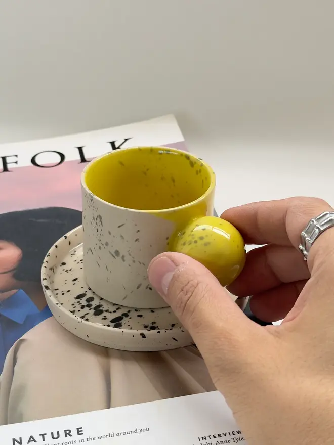 Yellow Ball Handle Espresso Cup
