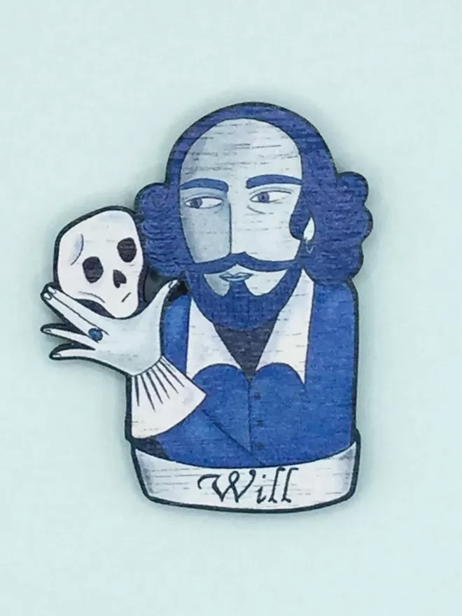 William Shakespeare Wooden Brooch