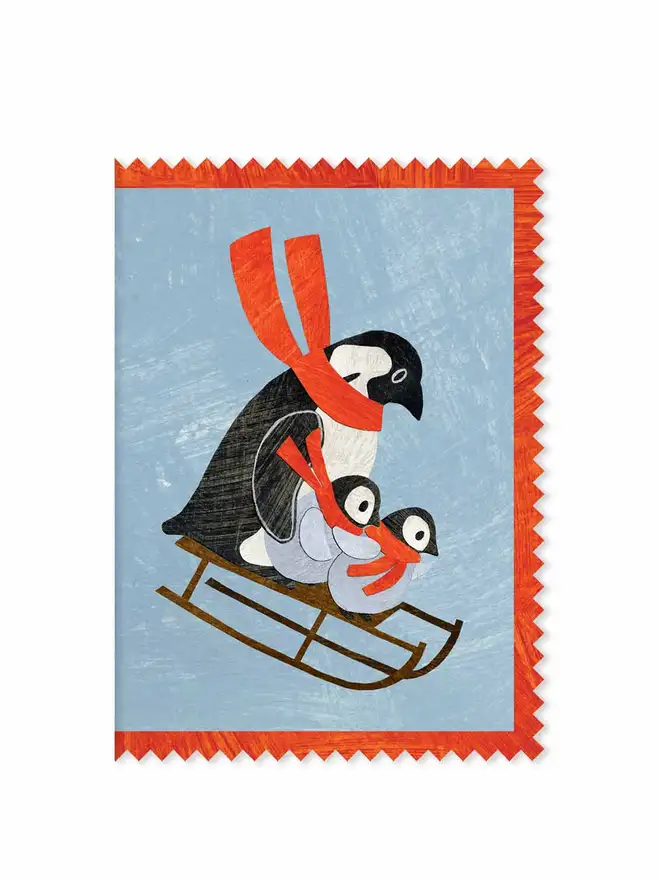 Penguin Family Christmas card Mortlake Papers