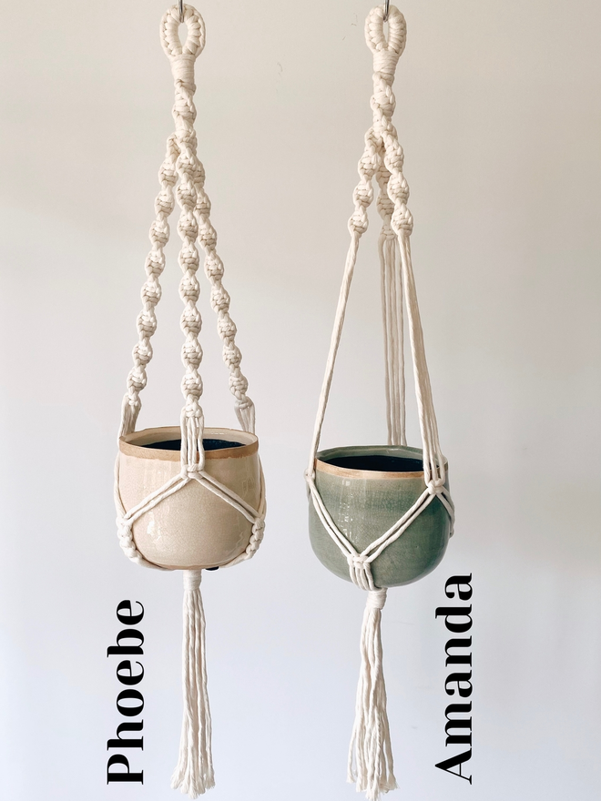 Phoebe and Amanda plant hangers, both in neutral colour