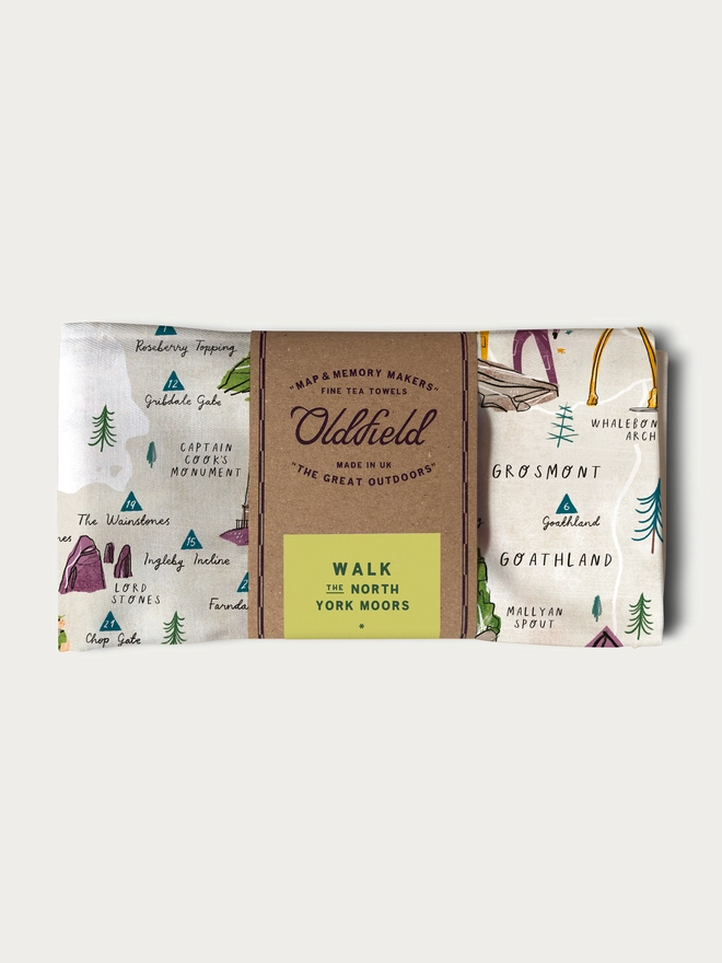 walk north York moors tea towel folded and packaged
