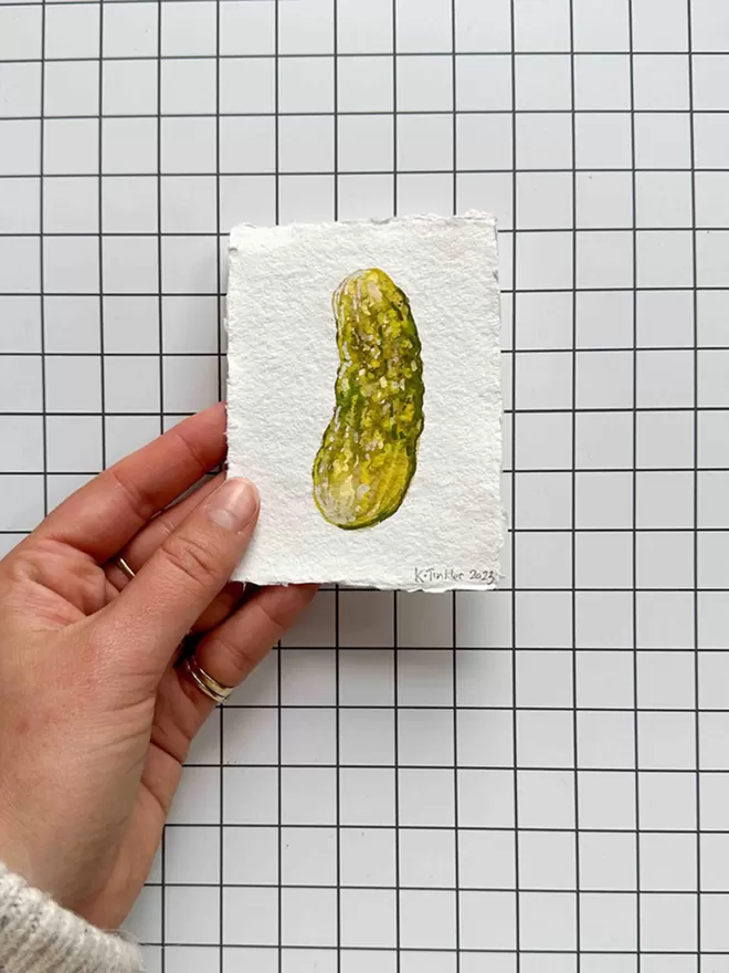 Gherkin pickle gouache painting