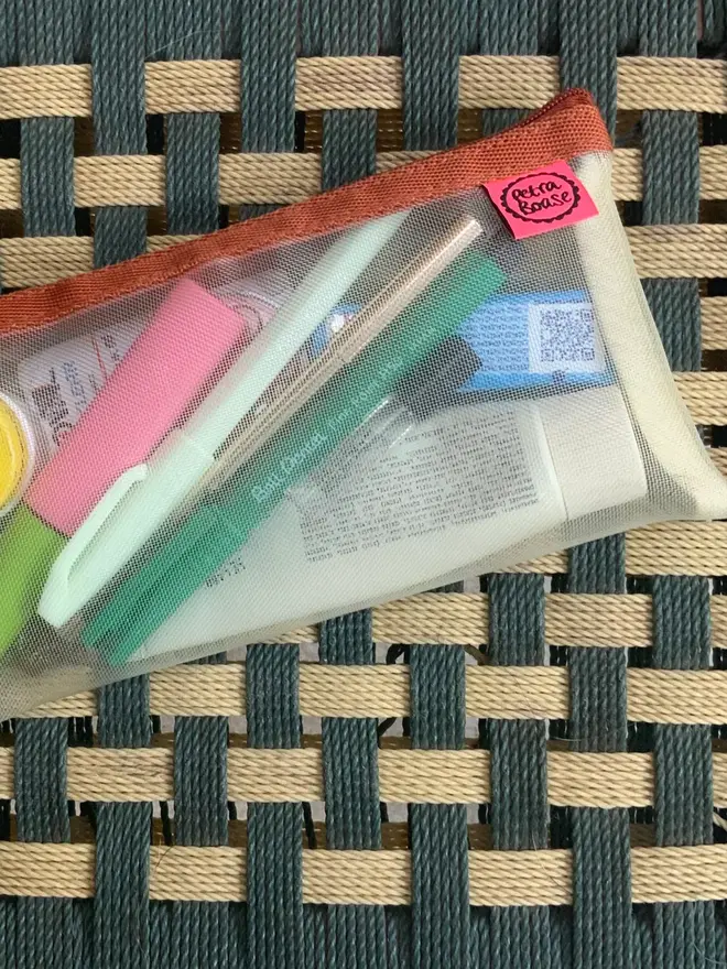 clear pencil case tan zip