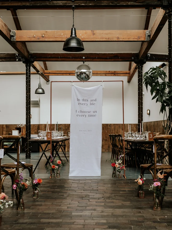 fabric wedding welcome sign banner