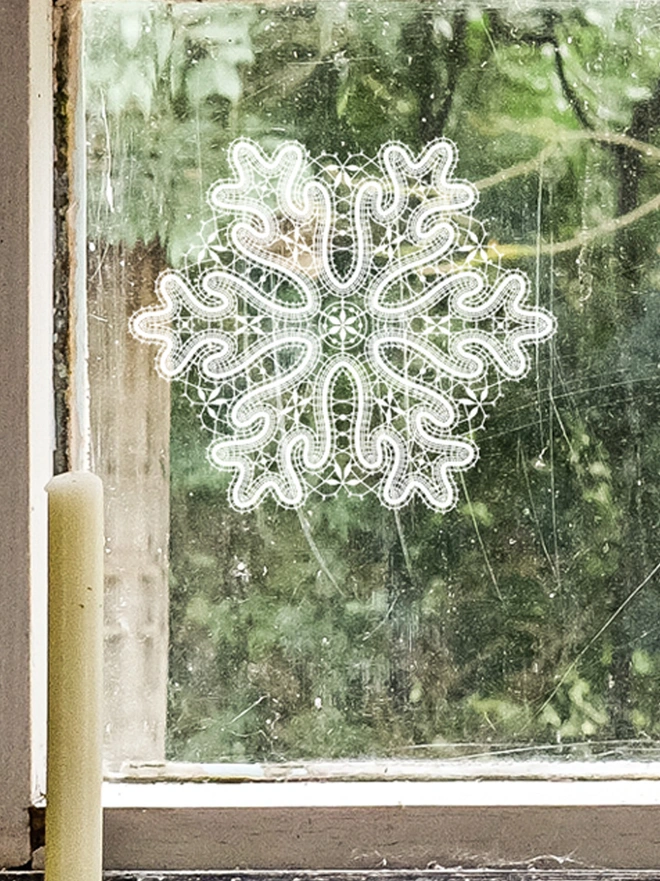 lace snowflakes window stickers christmas decals applied to a window