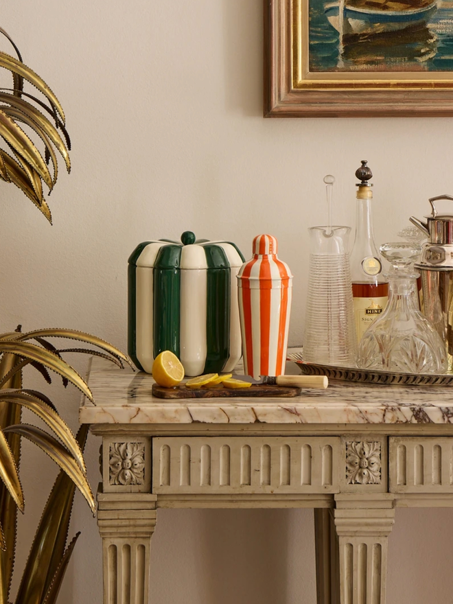 Cocktail Shaker. A cocktail shaker in tangerine