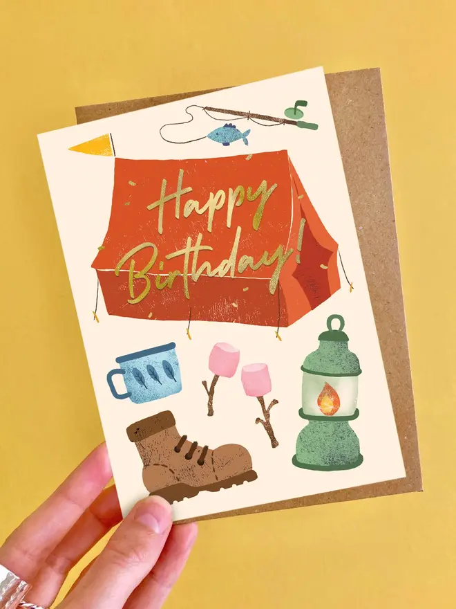 camping birthday card