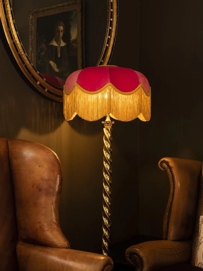 The Raspberry Fringed Lampshade