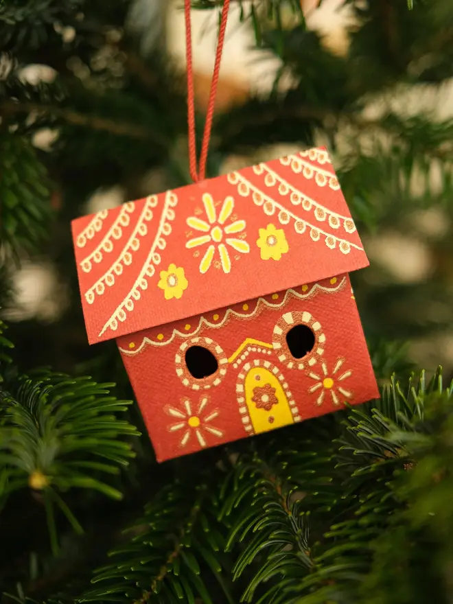 gingerbread house screen print board hanging christmas decoration