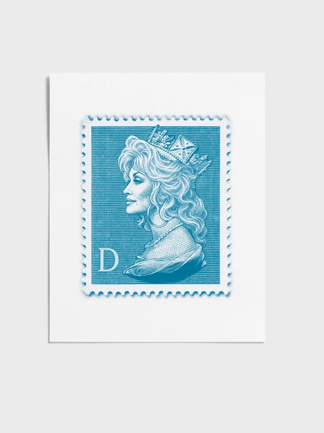 Blue Dolly Parton Art Print Unframed