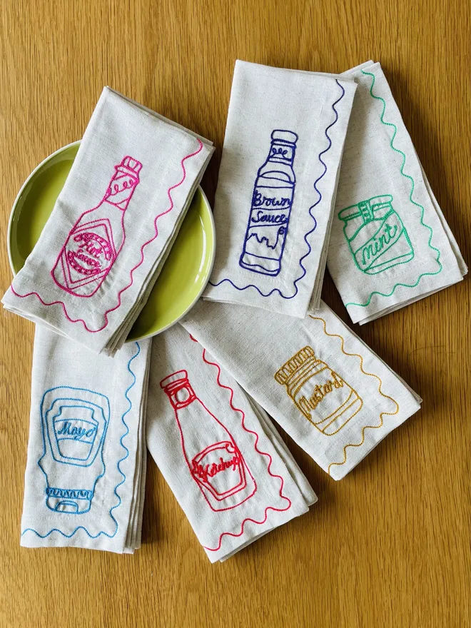 cotton embroidered condiment napkins