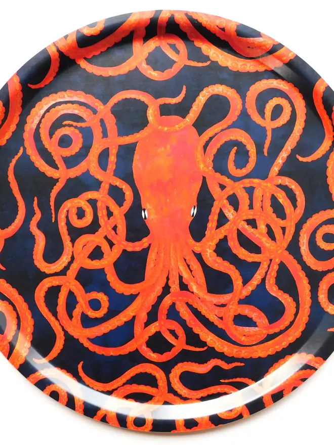 octopus print round tray