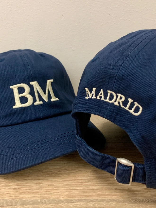Embroidered Initials Cap in Navy Blue