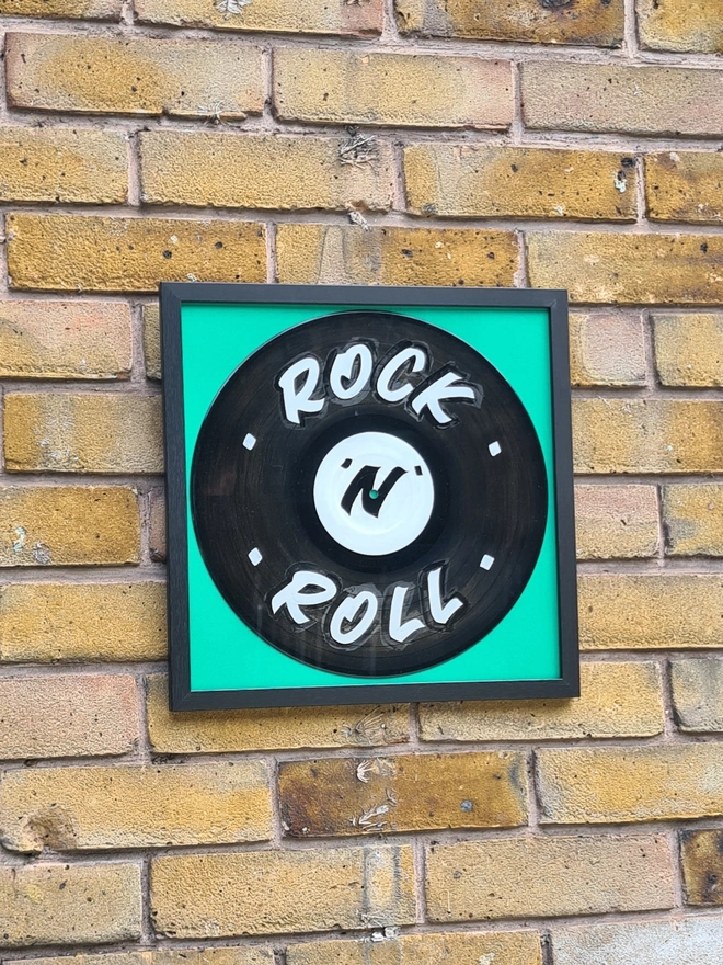 rock n roll vinyl art in frame