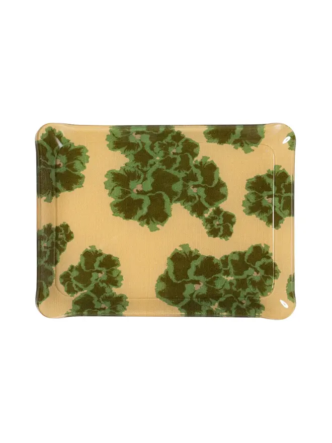 Acrylic Midi Tray, a colourful and patterned tray sitting on a white surface. 