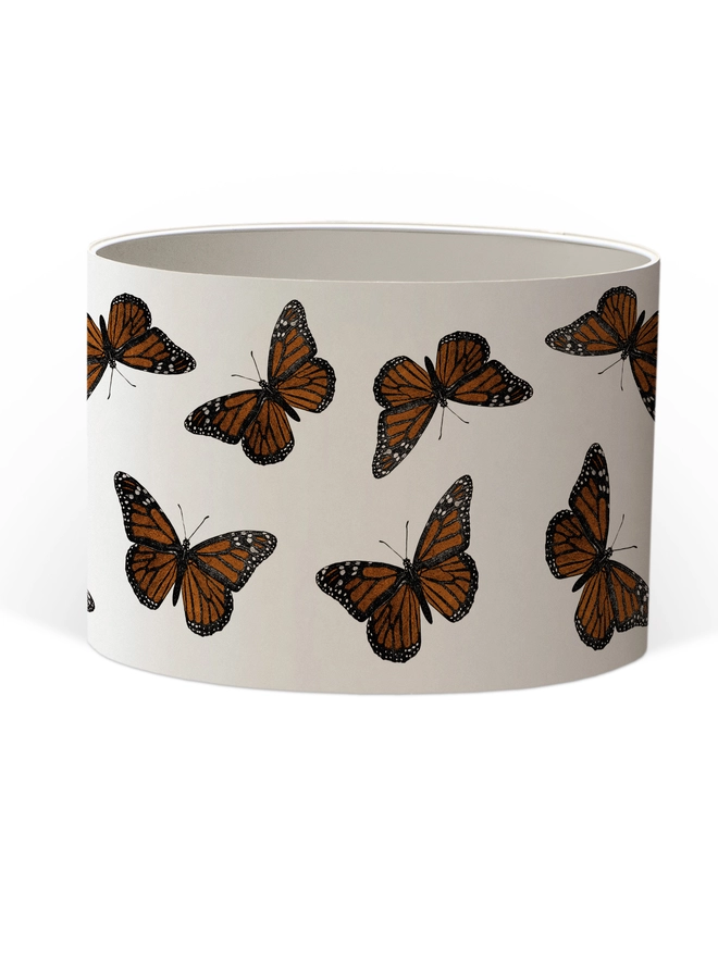 Mountain & Molehill monarch butterfly shade with gold detail on wood lamp base