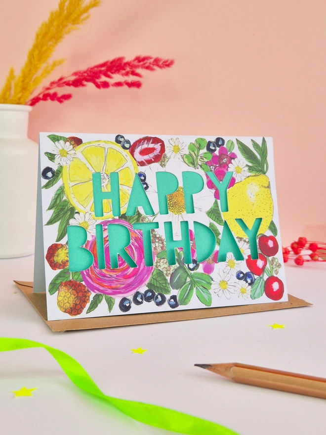 fruit themed birthday card