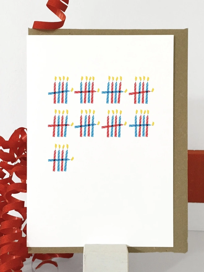 Red And Blue Tally Of Candles 45th Birthday Card