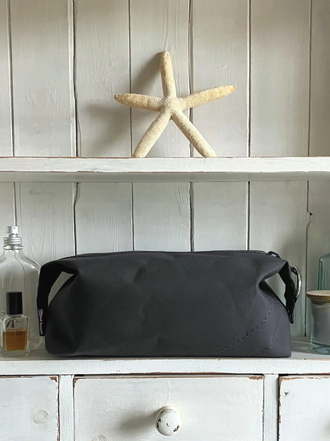 handmade wash bag grey