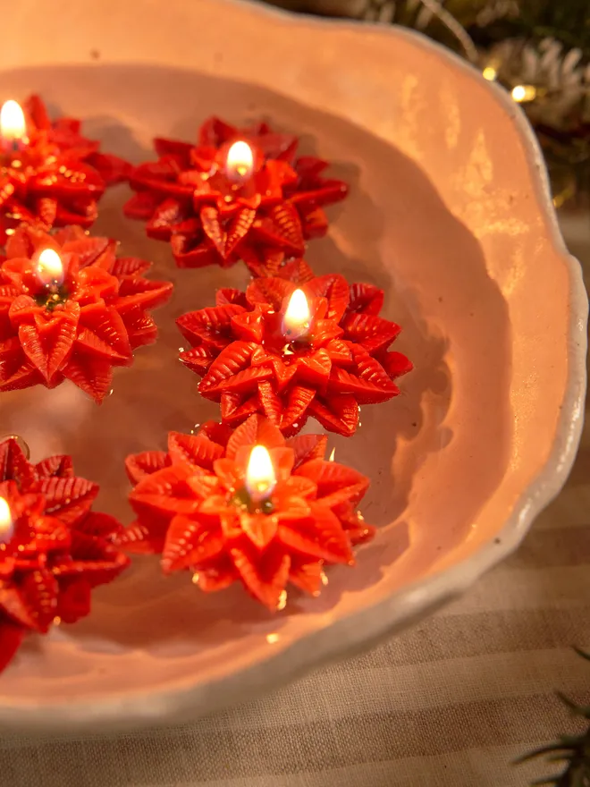 Christmas Poinsettia Floating Candle 