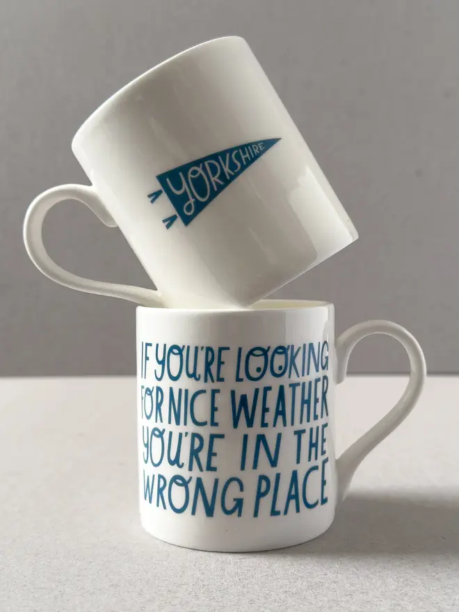 blue nice weather ceramic mug yorkshire