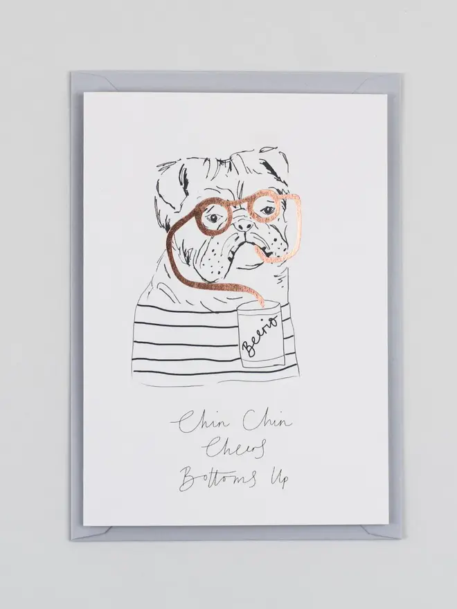 'Chin Chin, Cheers, Bottoms Up' Greeting Card 