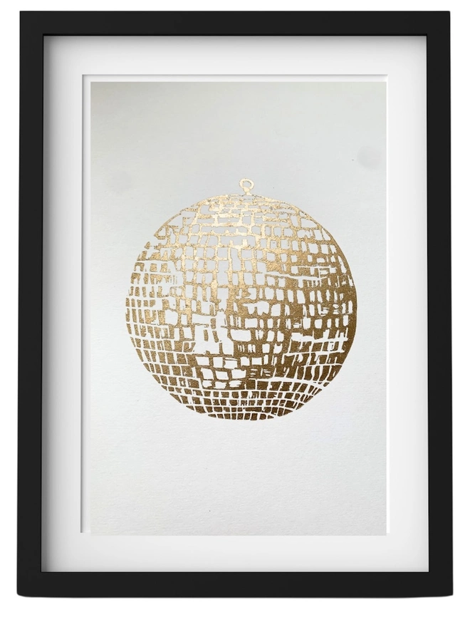 'There'd Better Be A Mirrorball' White on Gold Print 